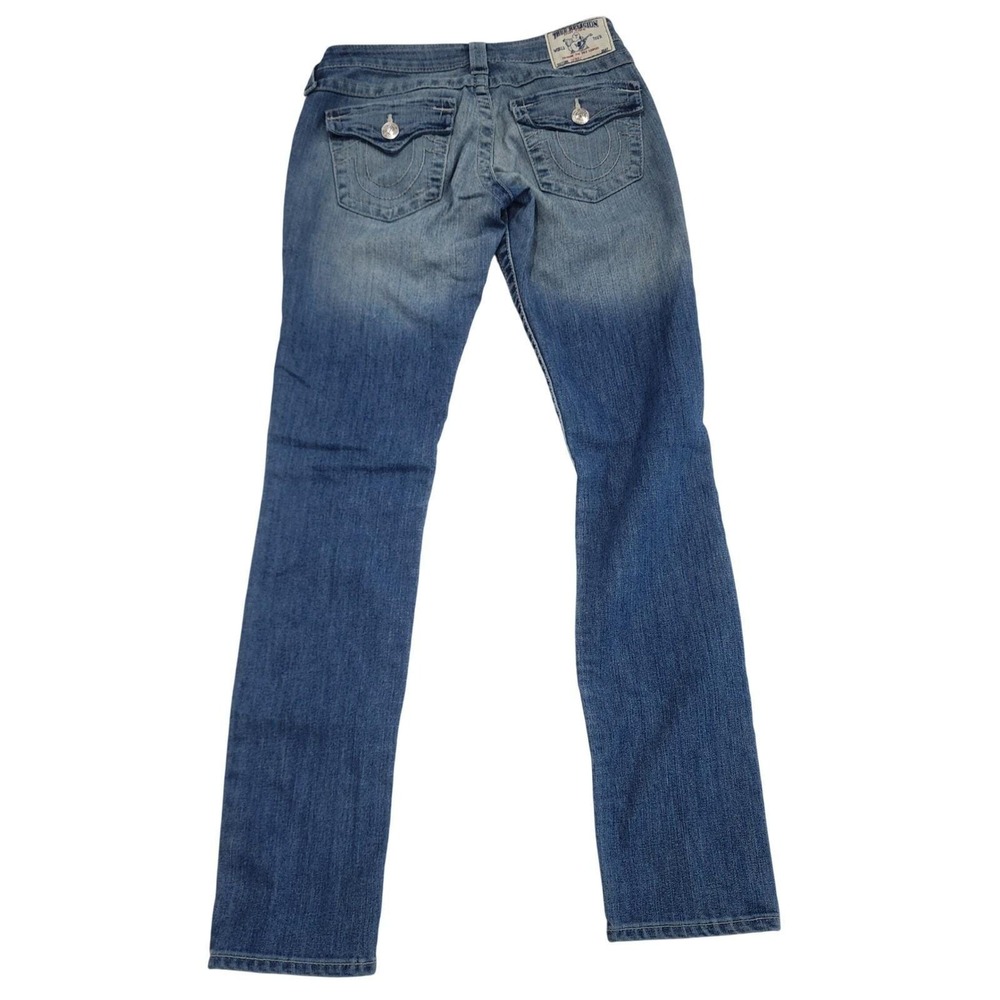 AUTHENTIC True Religion Jeans Women 26 Light Wash Skinny Low Rise Hidden Pocket - Picture 2 of 14